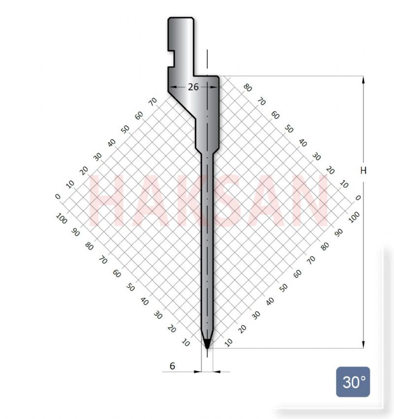 Abkant Kal�b�-�st B�k�m Kal�b�-Balta Tip Uzun B��ak-30 Derece