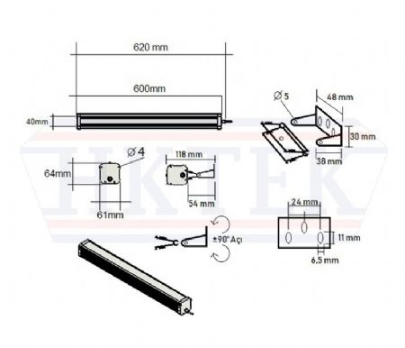 CNC Tezgah ��in Bant Tipi �erit 60 Cm Led Ayd�nlatma Lambas�-End�striyel Makina Lambas�-IP67