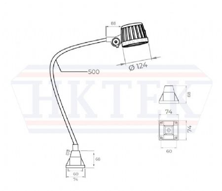 IP-67 Spiral Kollu Esnek Led Makina Aydnlatma Lambas-18 Watt-2520 Lmen