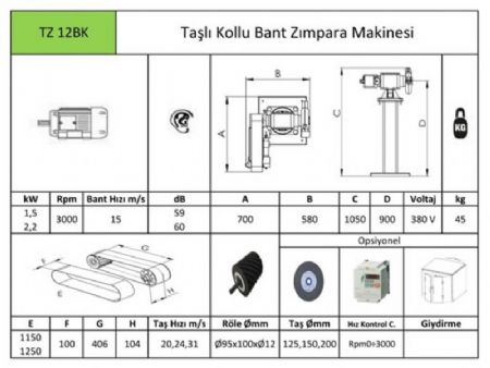 Tal Kollu Bant Zmpara Makinas ( Metal ve Ahap Yzey )